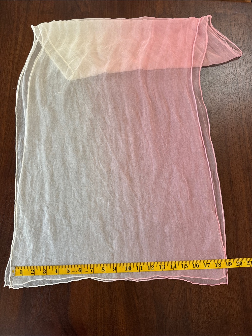 100% SILK SCARF ITALY PINK WHITE OMBRÉ ≈70”x19” SHEER VINTAGE Y2K ITALIAN WRAP - Picture 16 of 16